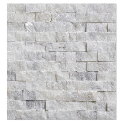 White Carrara Marble 1x2 Split Face Mosaic Tile - TILE AND MOSAIC DEPOT