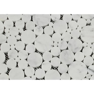 White Carrara Marble Bubble Design Honed Mosaic Tile - TILE & MOSAIC DEPOT