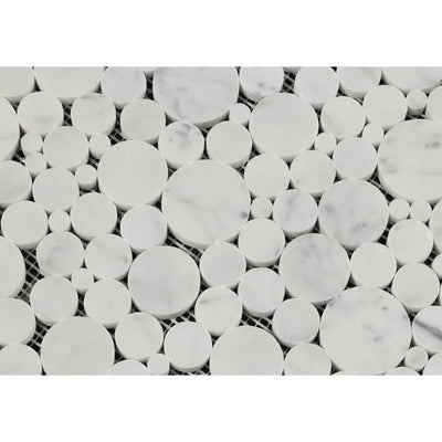 White Carrara Marble Bubble Design Polished Mosaic Tile - TILE & MOSAIC DEPOT